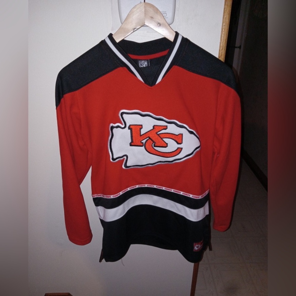 Kansas City Chiefs NFL brand youth hockey style jersey L 14/16